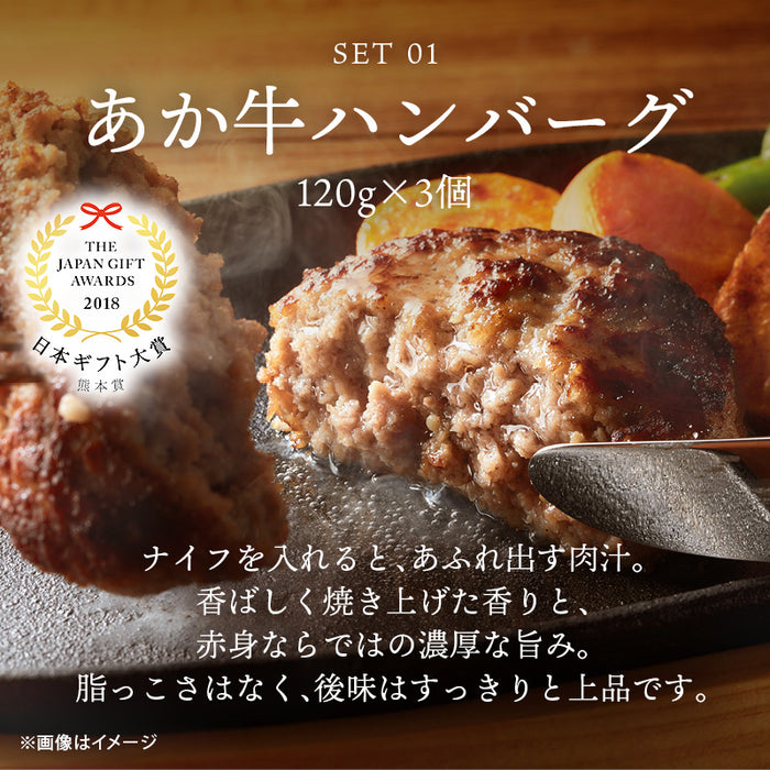 肉工房三協 熊本 あか牛 ハンバーグ (120gx3個) & あか牛丼 (200g・たれ付) セット 冷凍 日本ギフト大賞 牛丼 和牛 熊本和牛 赤牛 お取り寄せ ギフト グルメ 前田家 送料無料 MAEDAYA