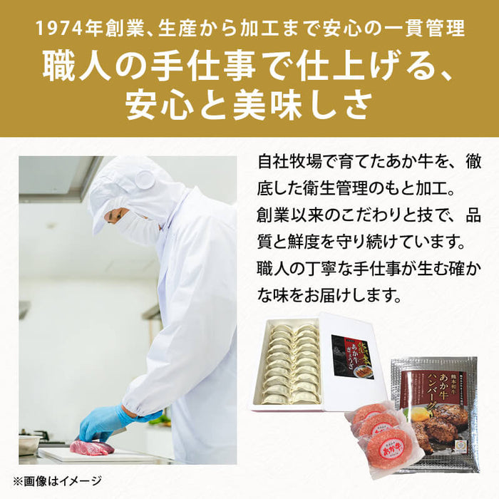 肉工房三協 熊本 あか牛 ハンバーグ (120gx3個) & 餃子 (17gx20個) セット 冷凍 日本ギフト大賞 和牛 熊本和牛 赤牛 お取り寄せ ギフト 冷凍餃子 グルメ 前田家 送料無料 MAEDAYA