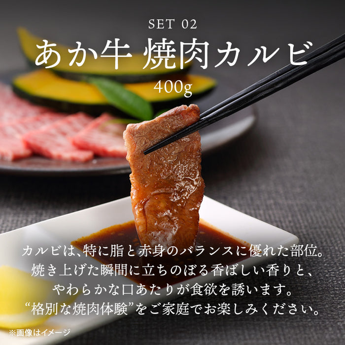 肉工房三協 熊本 あか牛 ロースステーキ (200gx2枚) & カルビ 焼肉用 (400g) セット 冷凍 焼肉 バーベキュー リブロース ロース ステーキ 和牛 熊本和牛 赤牛 ギフト 前田家 送料無料 MAEDAYA