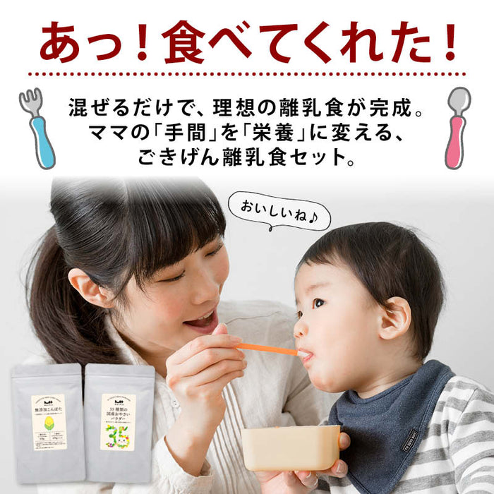 前田家 2点選べる 離乳食 計2袋 こんぽた かぼぽた フェリチン鉄きなこ ベビーミネラルパウダー 野菜パウダー 離乳食セット セット 初期 中期 無添加 ベビーフード メール便 送料無料 MAEDAYA