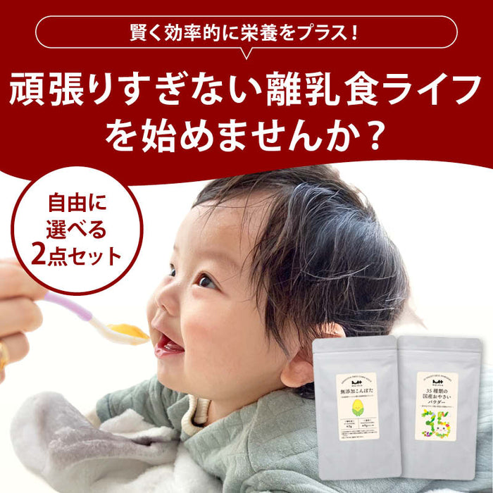 前田家 2点選べる 離乳食 計2袋 こんぽた かぼぽた フェリチン鉄きなこ ベビーミネラルパウダー 野菜パウダー 離乳食セット セット 初期 中期 無添加 ベビーフード メール便 送料無料 MAEDAYA