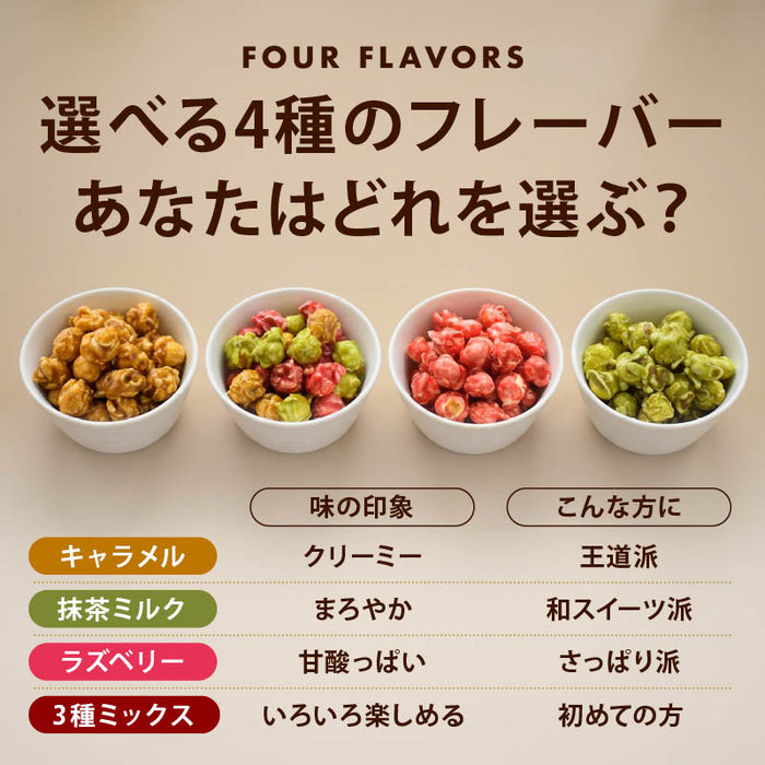 前田家 選べる 4種 フレーバーポップコーン キャラメル / 抹茶ミルク / ラズベリー / 3種ミックス 120g/280g/400g マッシュルーム型 お菓子 スイーツ おやつ 映画 送料無料 MAEDAYA