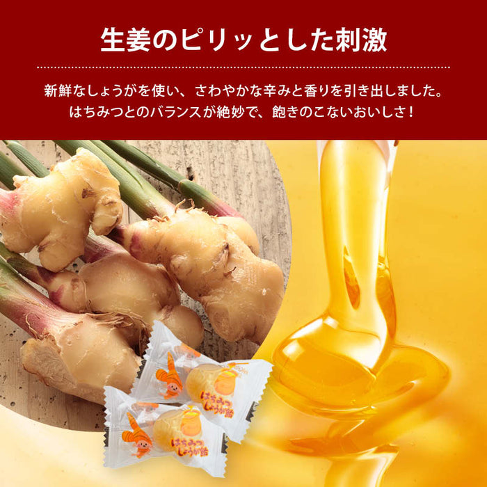 Maeda-ya Additive-free Honey Ginger Candy, Moderately spicy, Individually wrapped, Domestically processed, Large, No artificial sweeteners or food additives, Great with tea, For outings, Throat candy