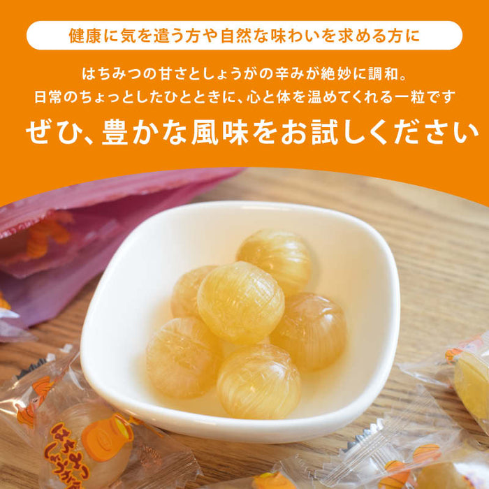 Maeda-ya Additive-free Honey Ginger Candy, Moderately spicy, Individually wrapped, Domestically processed, Large, No artificial sweeteners or food additives, Great with tea, For outings, Throat candy