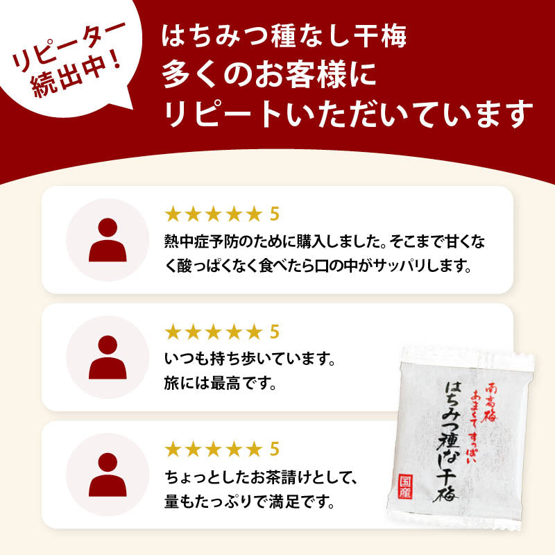 はちみつ 種なし 干梅  蜂蜜 ハチミツ 干し梅 和歌山 国産 国内産 紀州南高梅 個包装 梅干し うめぼし お菓子 熱中症 対策 宅飲み 送料無料