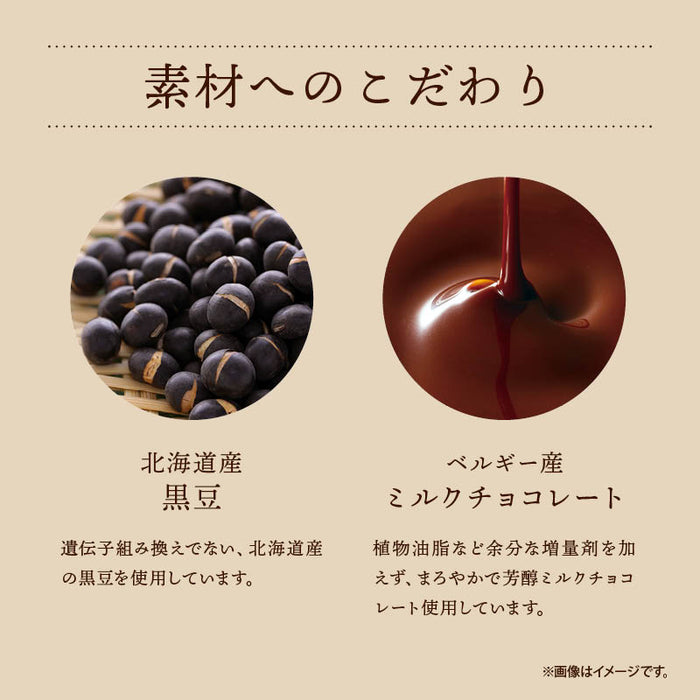 前田家 冬季限定 北海道黒豆ミルクショコラ ベルギー産ミルクチョコレート 北海道産黒豆 大豆 煎り大豆 黒大豆 煎り黒豆チョコボール 手土産 お菓子 おやつ バレンタイン メール便 送料無料 MAEDAYA