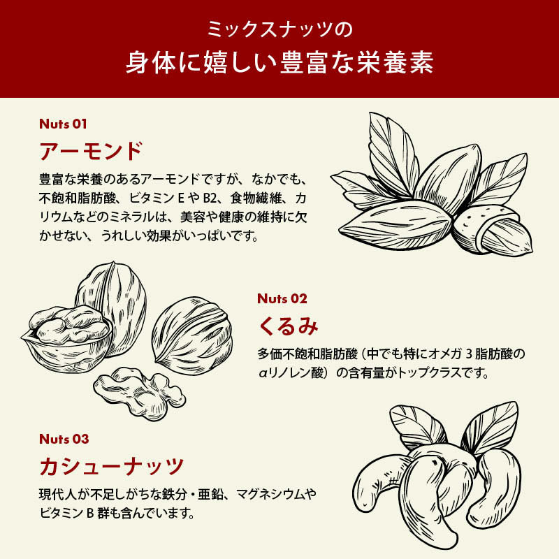 3種 ミックスナッツ 小袋 7日分(7袋入り) 素焼き ナッツ 無塩 無油 生くるみ 素焼きアーモンド 素焼きカシューナッツ 個包装 前田家