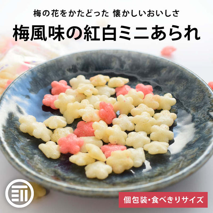 前田家 梅風味の紅白ミニあられ 小粒 個包装 ミニ梅 国産米 国内加工 おかき 米菓 和風 せんべい おつまみ おやつ お茶請け お土産 プチギフト おすそ分け 家庭用 メール便 送料無料 MAEDAYA