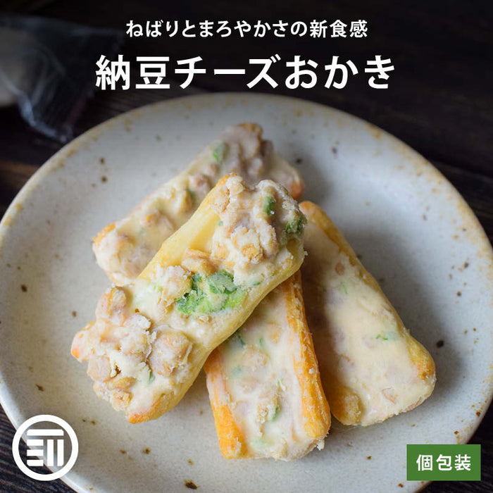 前田家 納豆チーズおかき ねぎ入り 白しょう油味 国産米 国産大豆 国内加工 ひきわり納豆 チーズ  ねぎ 個包装 濃厚 高級おかき ロングセラー おかき せんべい 煎餅 あられ おつまみ おやつ お土産 帰省 メール便 送料無料 MAEDAYA