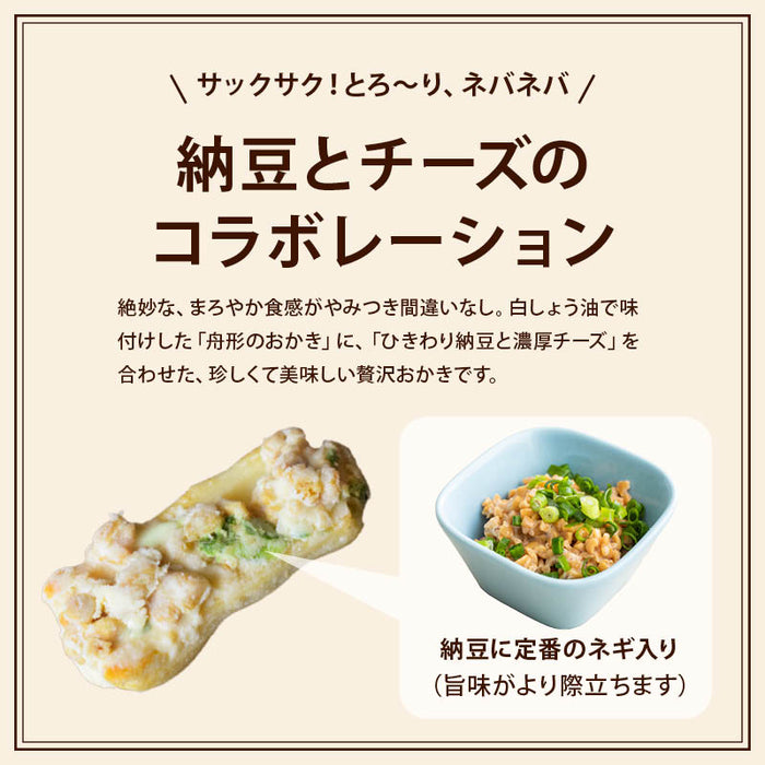 前田家 納豆チーズおかき ねぎ入り 白しょう油味 国産米 国産大豆 国内加工 ひきわり納豆 チーズ  ねぎ 個包装 濃厚 高級おかき ロングセラー おかき せんべい 煎餅 あられ おつまみ おやつ お土産 帰省 メール便 送料無料 MAEDAYA