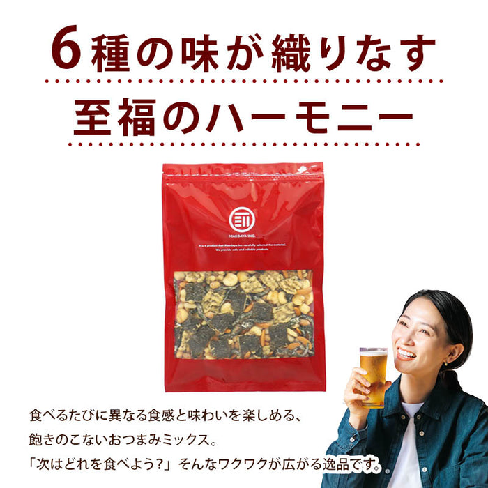 前田家 贅沢おつまみ6種ミックス のり天 柿の種 バタピ－ 辛マヨジャイコーン あおさ小魚 ハニーバターピーナッツ おつまみ おやつ お茶請け スナック 宅飲み 家飲み メール便 送料無料 MAEDAYA