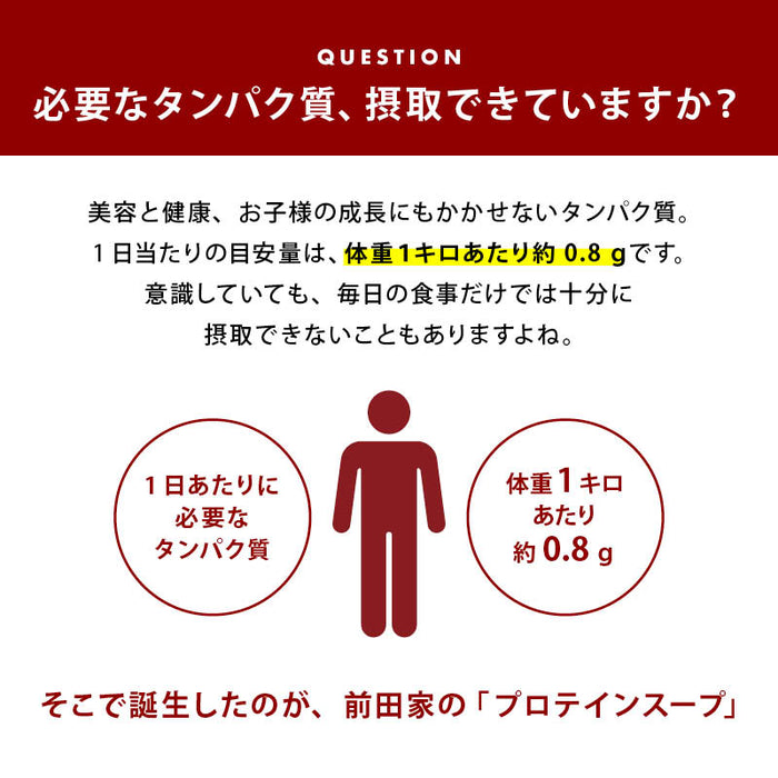 前田家 無添加 プロテインスープ  チキンコンソメ風味 粉末タイプ コラーゲンペプチド たんぱく質 添加物不使用 健康 スープ