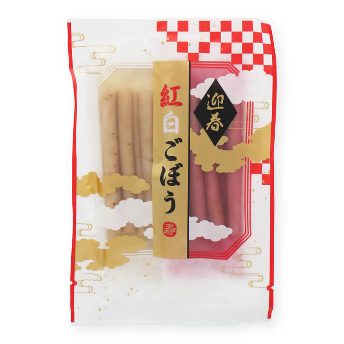 年内発送 紅白ごぼう 梅酢味 かつおだし味 1袋各40g 二色セット おせち 国産 乳酸発酵 ごぼう漬け ごぼう漬物 上沖産業 梅酢 お節料理 お正月 迎春 紅白 牛蒡 メール便 送料無料 MAEDAYA