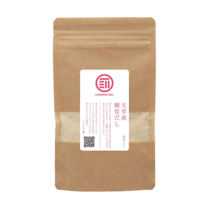 前田家 ゆりかごの海の鯛骨だし 粉末 無塩 無香料 無着色 国産 鯛の骨 真鯛 カルシウム 鯛めし 茶碗蒸し ラーメン パスタ お吸い物 スープ 離乳食 料理 レシピ お取り寄せ ギフト チャック袋 家庭用 メール便 送料無料 MAEDAYA