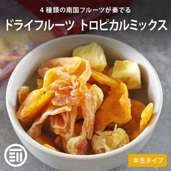 前田家トロピカルミックス ドライフルーツ 4種ミックス 半生 マンゴー ザボン パイナップル みかん 人気 甘酸っぱい ジューシー ヨーグルト シリアル トッピング グラノーラ 果物 おやつ お菓子 防災食 非常食 保存食 メール便 送料無料 MAEDAYA