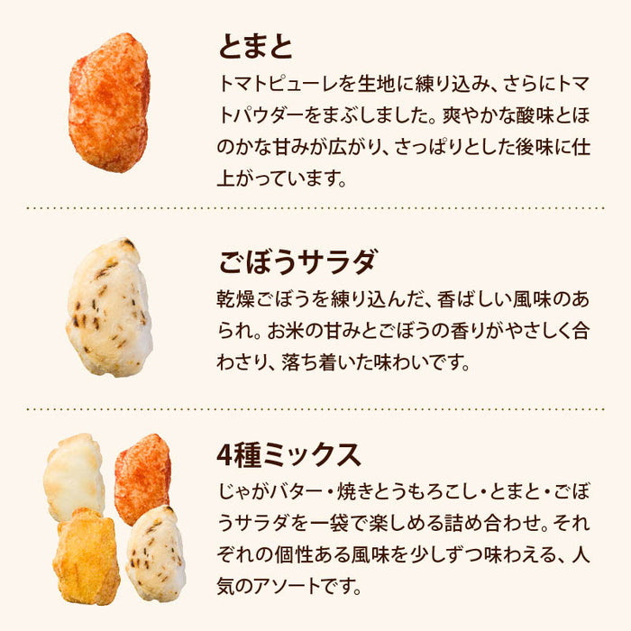 前田家 選べる5種の味 やさいあられ 8個/24個/32個 個包装 じゃがバター 焼きとうもろこし とまと ごぼうサラダ ミックス 国産 あられ おかき 1000円ポッキリ 送料無料 メール便 MAEDAYA