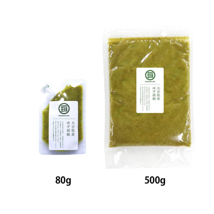 国産 大分県産 柚子胡椒 80g/500g 無添加 柚子胡椒 鍋 もつ鍋 餃子 豚汁 湯豆腐 味噌汁 納豆 おでん 鶏のたたき ピザ パスタ 餅 スープ ぎょうざ 万能調味料